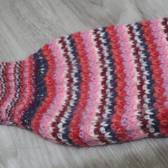 Pink Striped Thick Chunky Knit V-Neck Sweater S EUC - Picture 3 of 4